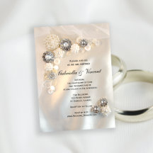Faux Diamond and White Pearl Buttons Wedding