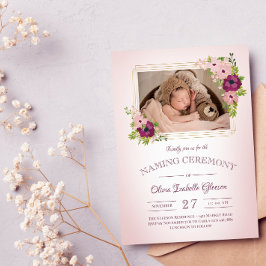 Convite Faux Dourada Frames Blush Cerimônia de Nomeação Fl