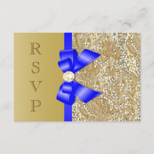 Convite Faux Dourada ins Royal Blue Arco RSVP