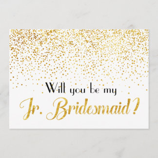 Convite Faux Dourado Confetti, você será a minha Jr. Bride