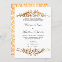 Convite Faux Dourado Flourish Damask