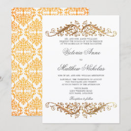 Convite Faux Dourado Flourish Damask