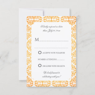 Convite Faux Dourado Flourish Damask RSVP