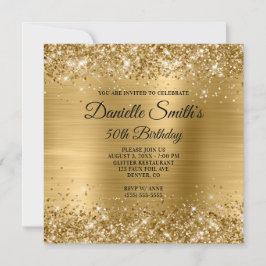 Convite Faux Dourado Glitter and Foil 50th Birthday