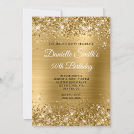 Convite Faux Dourado Glitter and Foil 50th Birthday