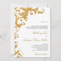 Faux Dourado Glitter Eleger Casamento tema damasco