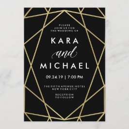 Convite Faux Dourado no casamento Geométrico dos Black Mod