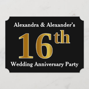 Convite Faux Dourado Olha 16º Festa de Aniversário de Casa
