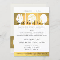 FAUX DOURADO SPOON FORK COOKERY CLASSE INVITE MODE