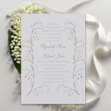 Faux Embossed Lily Valley Ivory Formal Weding