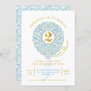 Convite Faux Faux Foil Lacy Balloon Party (Partido do segu