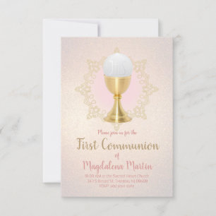 Convite faux glitter background First Commune