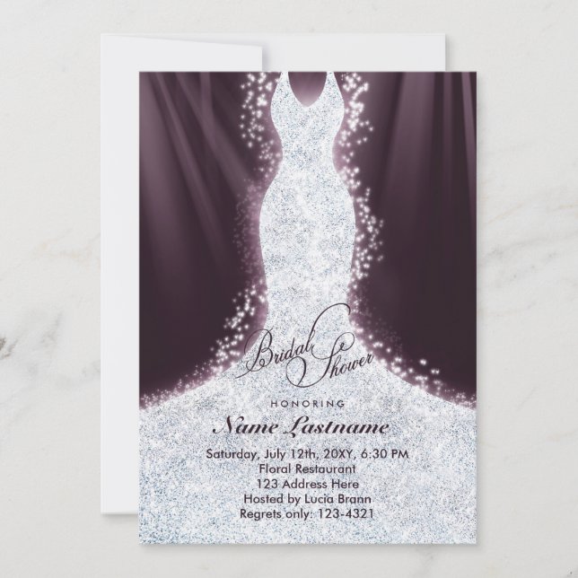 Convite Faux Glitter Diamond Dress Chá de panela Invite (Frente)