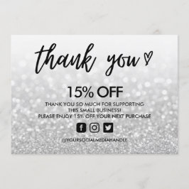 Convite Faux Glitter Obrigado Heart Media Insert