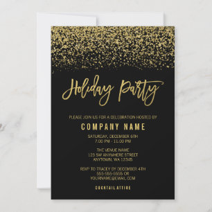Convite Faux Glitter Party Dourado Moderno Faux