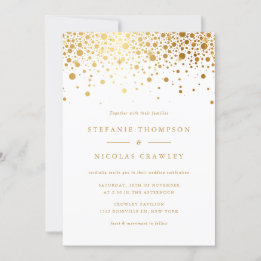 Convite Faux Gold Foil Confetti Dots Casamento