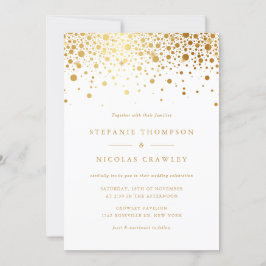 Convite Faux Gold Foil Confetti Dots Casamento
