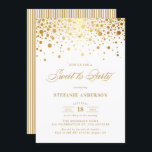 Convite Faux Gold Foil Confetti Dots Sweet 16 Party<br><div class="desc">Convide convidados para o seu evento com este convite de festas 16 doce e personalizável. Ele apresenta pontos de confete de folha de ouro falsos e um roteiro elegante. Personalize adicionando seus detalhes. Este doce convite de dezesseis anos é perfeito para qualquer tema de aniversário ou estação.</div>