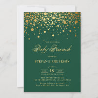 Faux Gold Foil Confetti Green Baby Brunch
