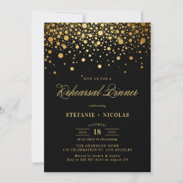 Convite Faux Gold Foil Confetti | Janto de ensaio negro