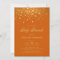 Faux Gold Foil Confetti Orange Baby Brunch