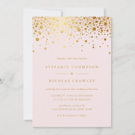 Convite Faux Gold Foil Confetti Pontos Blush Casamento