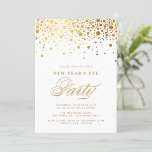 Convite Faux Gold Foil Confetti Pontos de Véspera de Ano N