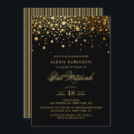 Convite Faux Gold Foil Confetti Preto Bat Mitzvah<br><div class="desc">Convide a família e os amigos para a sua filha Bat Mitzvah com este convite moderno e elegante. Ele apresenta pontos de confetti dourados falsos e padrão de listras. Personalize adicionando nome,  data,  hora,  local e outros detalhes do evento. Itens correspondentes estão disponíveis.</div>