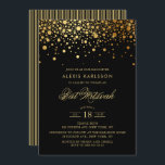 Convite Faux Gold Foil Confetti Preto Bat Mitzvah<br><div class="desc">Convide a família e os amigos para a sua filha Bat Mitzvah com este convite moderno e elegante. Ele apresenta pontos de confetti dourados falsos e padrão de listras. Personalize adicionando nome,  data,  hora,  local e outros detalhes do evento. Itens correspondentes estão disponíveis.</div>