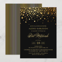 Faux Gold Foil Confetti Preto Bat Mitzvah
