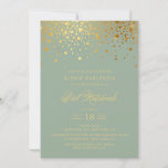 Convite Faux Gold Foil Confetti Sage Green Bat Mitzvah<br><div class="desc">Convide a família e os amigos para o Bat Mitzvah da sua filha com este convite elegante de ouro e terracota. Ele apresenta pontos de confete dourados falsos e um roteiro elegante. Personalize adicionando nome,  data,  hora,  local e outros detalhes do evento. Itens correspondentes estão disponíveis.</div>