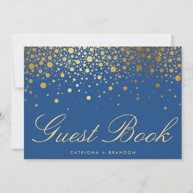 Convite Faux Gold Foil Confetti - Símbolo Elegante do Livr (Frente)