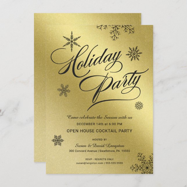 Convite Faux Gold Foil, Faux (Frente/Verso)