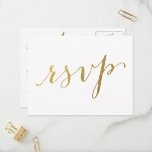 Convite Faux Gold Foil Glamor Cartão postal RSVP de Casa