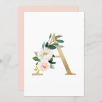 Faux Gold Foil - Letra A Monograma Floral Esmagado