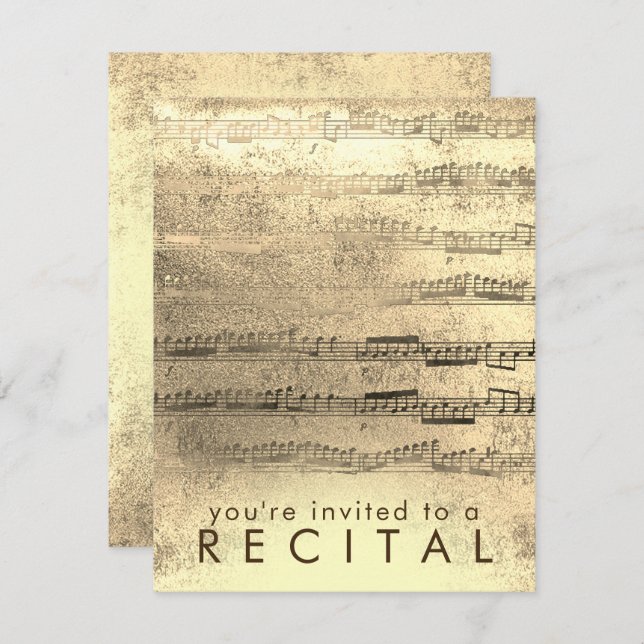 Convite FAUX gold foil music recital (Frente/Verso)