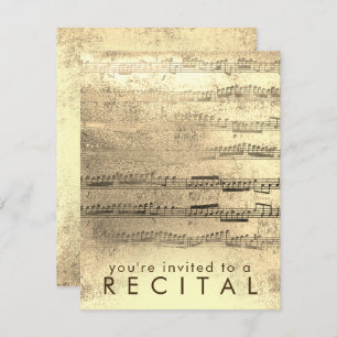 Convite FAUX gold foil music recital