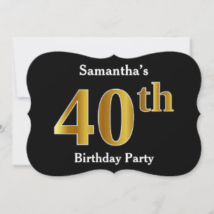 Convite Faux Gold Look Festa de 40 Anos + Nome Personaliza