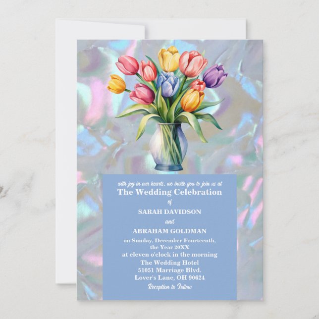 Convite Faux Mãe de Casamento Iridescente de Pérola (Frente)