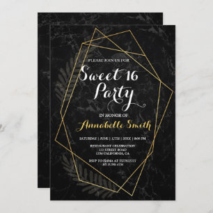 Convite Faux Marble Geometric Sweet 16