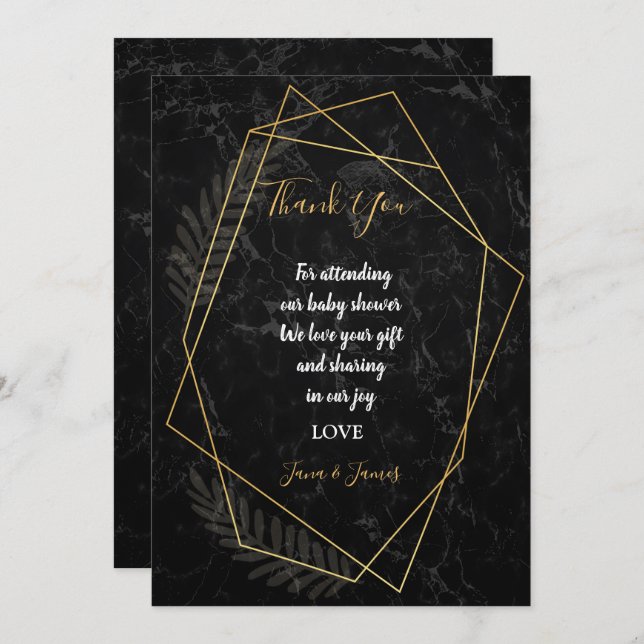 Convite Faux Marble obrigado geométrico (Frente/Verso)