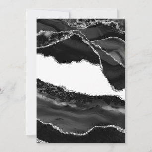 Convite Faux Marbled Agate Black White Trendy Modern Stone