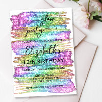 Faux Rainbow Glitter Girls Glam Spa
