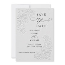 Faux Relevado Save the Date de Casamento com Rosas