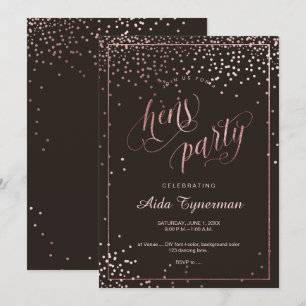 Convite Faux Rosa Dourado Confetti do Partido PixDezines