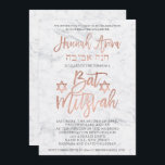 Convite FAUX rosa dourado - mármore Bat Mitzvah 2<br><div class="desc">Rosa dourado mármore da tipografia Bat Mitzvah. Um convite de festas moderno do Bat Mitzvah com este moderno, simples, elegante e chic faux rosa dourado pincel tipografia de mão num fundo de mármore branco moderno. Perfeito para um formando simples, elegante e moderno. Se precisar de algum texto mudado e personalizado,...</div>