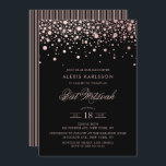Convite Faux Rosa Gold Foil Confetti Black Bat Mitzvah<br><div class="desc">Convide a família e os amigos para a sua filha Bat Mitzvah com este convite moderno e elegante. Ele apresenta pontos de confetti rosa dourados falsos e padrão de listras em fundo preto. Personalize adicionando nome,  data,  hora,  local e outros detalhes do evento. Itens correspondentes estão disponíveis.</div>