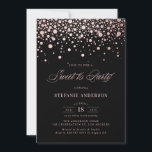 Convite Faux Rosa Gold Foil Confetti Black Sweet 16 Party<br><div class="desc">Convide convidados para o seu evento com este convite de festas 16 doce e personalizável. Ele apresenta pontos de confete rosa dourados falsos num fundo preto. Personalize adicionando seus detalhes. Este rosa de 16 de ouro é perfeito para qualquer tema de aniversário ou estação.</div>