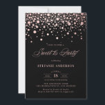 Convite Faux Rosa Gold Foil Confetti Black Sweet 16 Party<br><div class="desc">Convide convidados para o seu evento com este convite de festas 16 doce e personalizável. Ele apresenta pontos de confete rosa dourados falsos num fundo preto. Personalize adicionando seus detalhes. Este rosa de 16 de ouro é perfeito para qualquer tema de aniversário ou estação.</div>