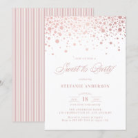 Faux Rosa Gold Foil Confetti Dots Sweet 16 Party